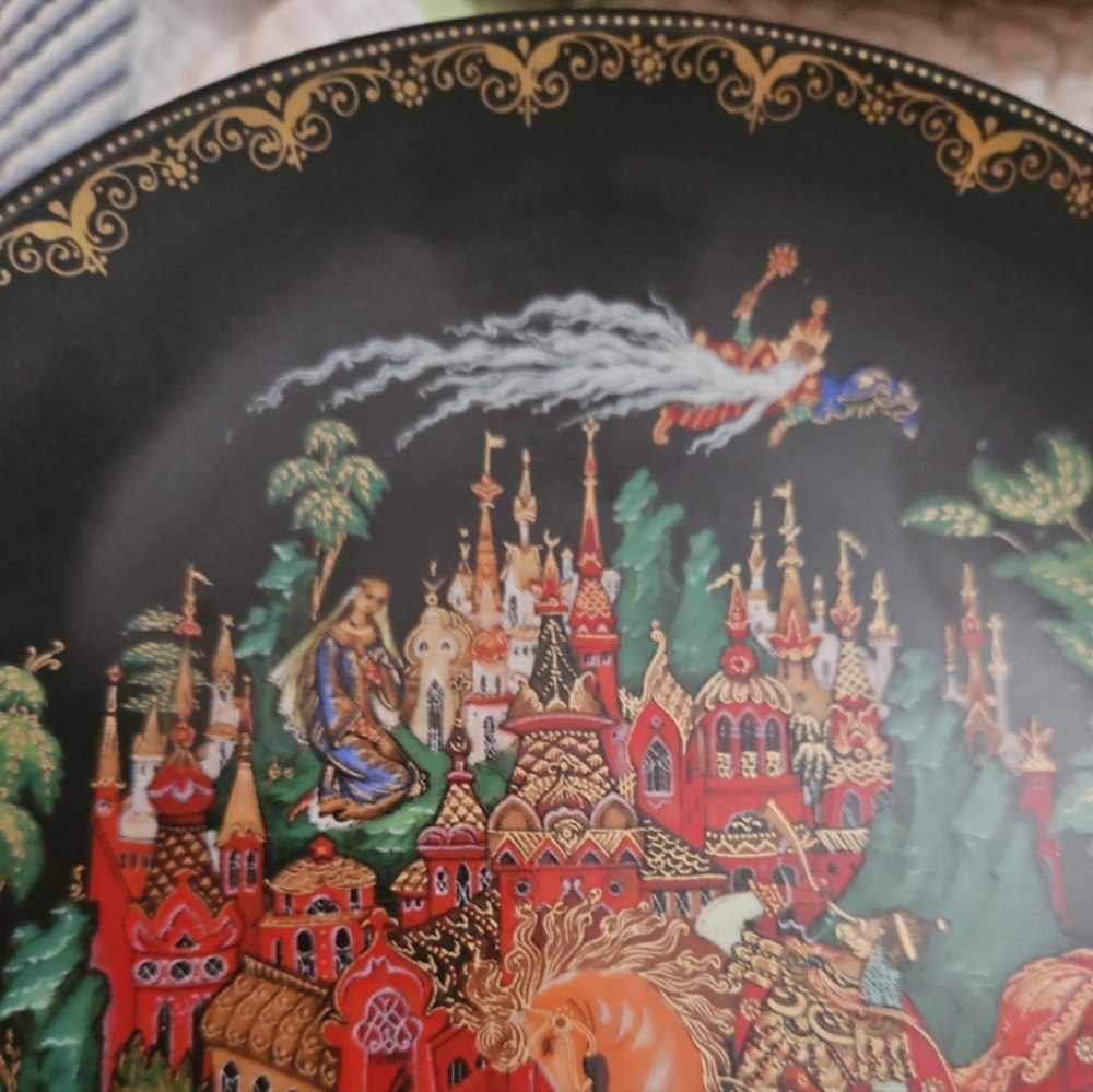W/ COA NEW Vintage Russian Collectible Art Paimtef Plate 1980s NOS